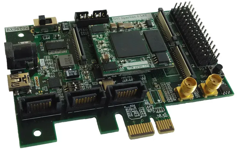 

Spartan-6 high-speed development, Xilinx, XC6SLX45T, 4Gbit DDR3, PCIe, SATA