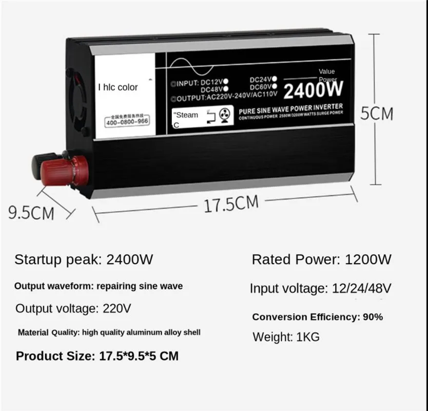 2000W3000W6000W7000W чистая Синусоидальная волна инвертирующий усилитель 12V24V48V60V до 220V Автомобильное солнечное дома - Цвет: 2400W