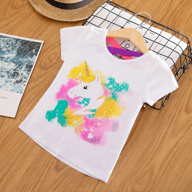 Kids Girl T Shirt Summer Baby Girls Cotton Tops Toddler Tees Clothes Children Clothing Unicorn T-shirts Short Sleeve Wear baby cotton t shirts	