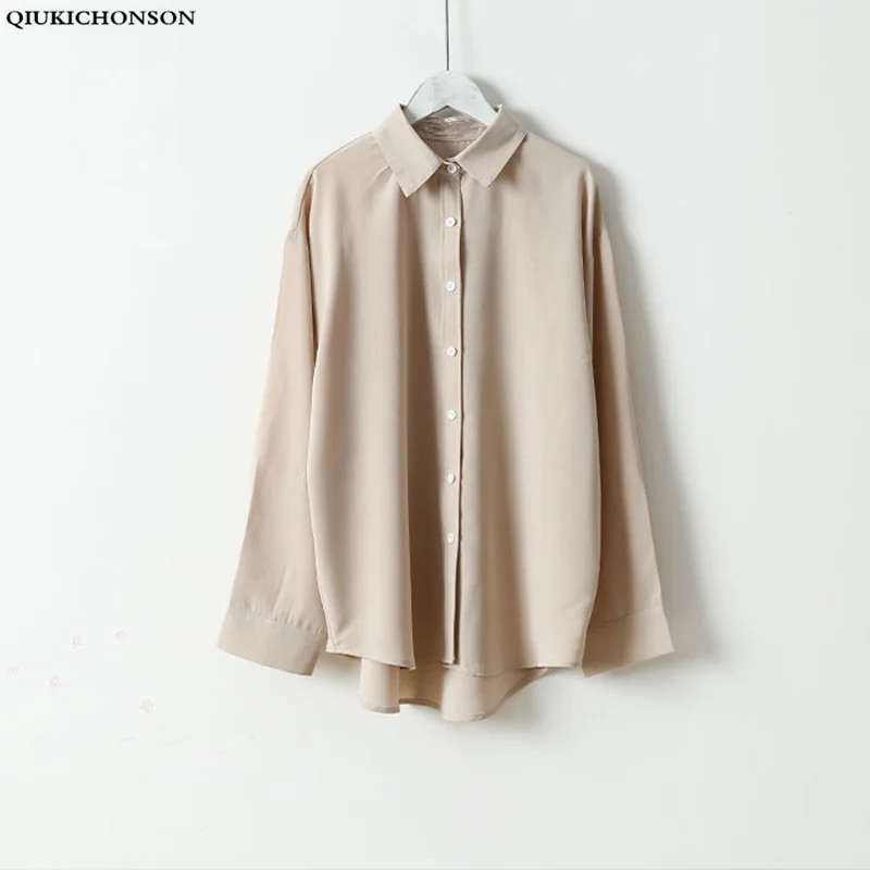 

Thick Autumn Winter Womens Tops And Blouses Low-high Design Korean Fashion Hang Down Long Shirts Casual Long Sleeve Blouse