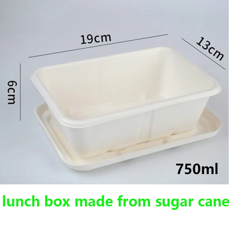 ZEQIU Disposable degradable wheat straw sugarcane environmentally friendly compost lunch box 650ml750ml950ml1000ml - Цвет: 750ml 30sets