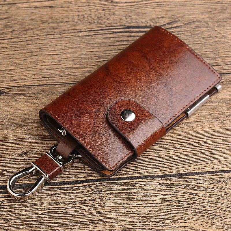 WILLIAMPOLO Fashion Cow Leather Pillow 6 Rings Key Holder Unisex Solid Wallet PL176112