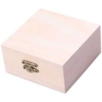 

Unfinished Wooden Jewel Box Case for Kid's DIY Craft Woodworking Toys Art Square Wood Color