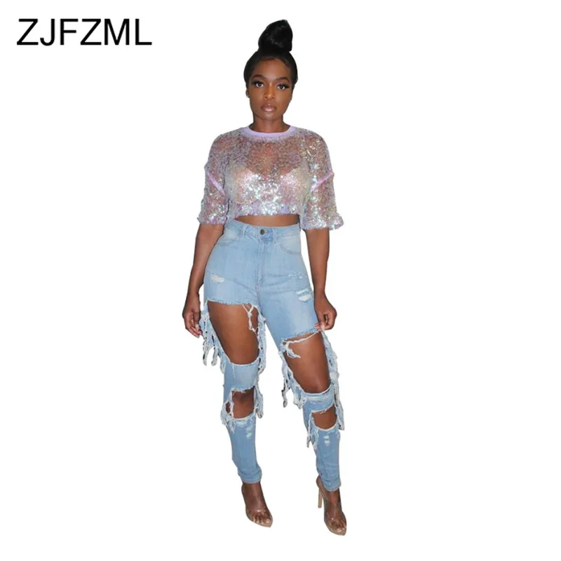 

Distressed Hole Ripped Jeans for Women High Waist Push Up Vintage Blue Denim Pants Streetwear Causal Loose Plus Size Jeans Mujer