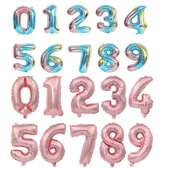 

16 32inch Number Foil Balloon Rose Gold Silver Blue Discolor Digital Ballon Birthday Party Decoration
