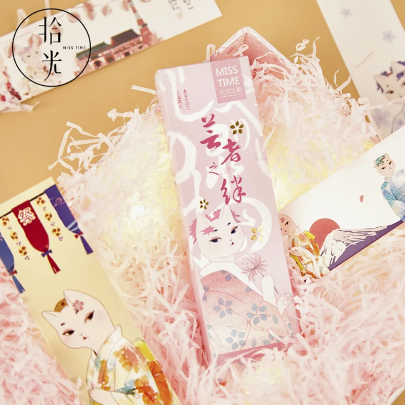 

30pcs Cute Japanese style Miss Cat Paper Bookmarks Kawaii Book Holder Message Card School Supplies Kids Gifts