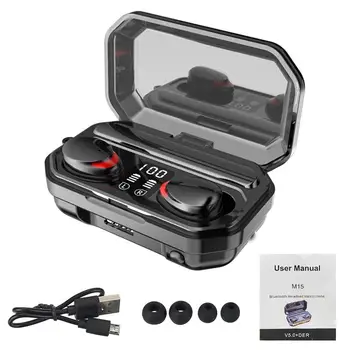 

M15 TWS Bluetooth 5.1 Wireless Earphone Headset LCD Display HD Call Sports In-ear Earbuds Headset Wireless Bluetooth Earphone