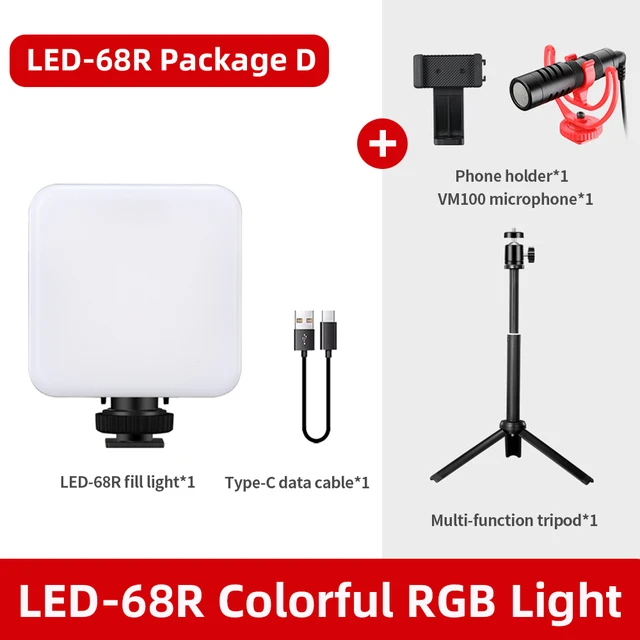 6W Mini RGB LED Video Light with Tripod 2700K-6500K On Camera Fill Light Photography Lighting For Tiktok Vlog Light lamp orange