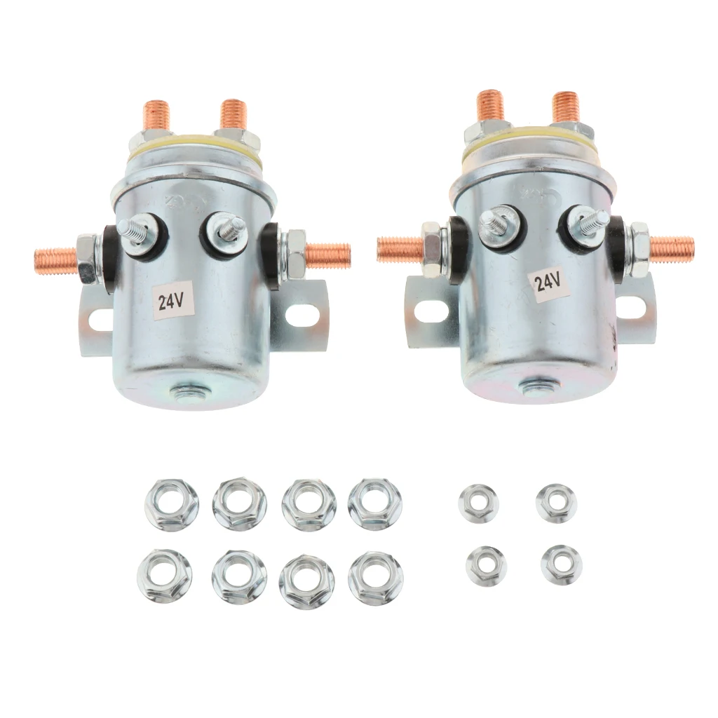 2X Solid Continuous Duty 24V 200A Solenoid Relay for Winch Trailer Golf Cart Auto Car, 21.9 x 6.50 x 9.45 inch
