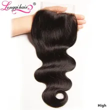 Чао H бразильская Упругая волна 4x4 кружева закрытие волос Remy человеческие волосы натуральный Цвет 10-20 дюймов Ближний Три часть закрытие