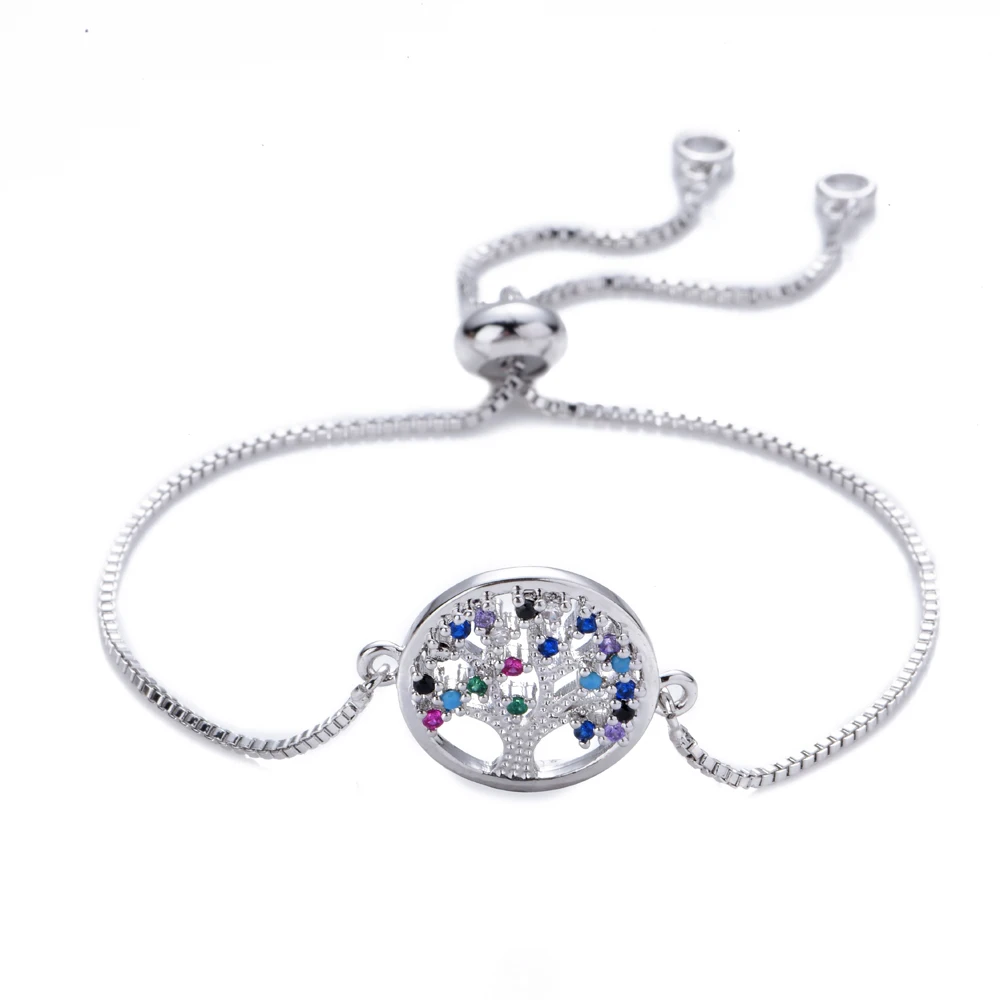 1JYX, новинка, pulseira mujer moda, прозрачный кристалл, золото, браслеты с подвесками, браслеты для женщин, дерево жизни, регулируемый браслет, ювелирное изделие, подарок - Окраска металла: B1315-S