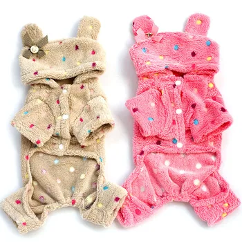 

Autumn/Winter Cute Pet Dog Soft Warm Pajamas Coat Polka Dot Puppy Hoodie Clothes Jumpsuit Hot New