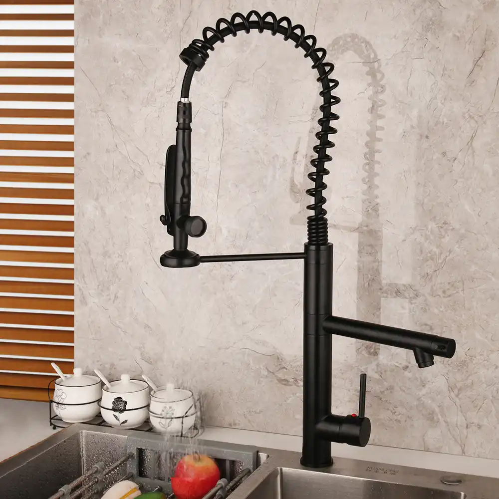 Kemaidi Black Tall Spring Kitchen Faucets Pull Down Sprayer Kitchen Faucet Single Handle Water Mixer Tap 360 Rotation Crane Kitchen Faucets Aliexpress