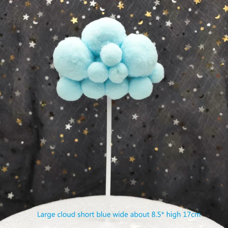 1 шт. плюшевые облака Топпер для кексов конфетный цвет Топпер для кексов флаги для дня рождения Свадебные украшения для торта для вечеринки принадлежности - Цвет: large short blue