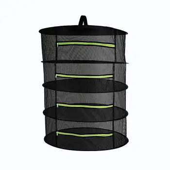 

45cm 4-Layer Folding Herbs Drying Mesh Net Rack Zipper Bean Buds Plant Grass Bag