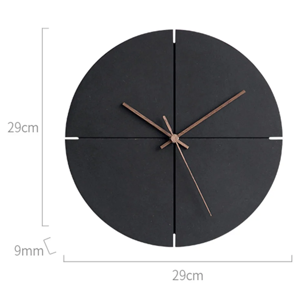 Mysterious Black 12 inch Wall Clock Modern MDF Board Artistic Square Hanging Clock Nordic Home Round Wooden Needle Clock