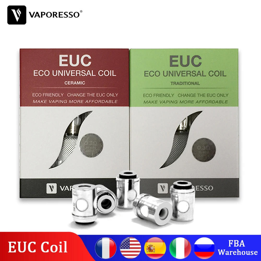 Vaporesso SS316L керамическая традиционная катушка EUC 0.3ohm 0.5ohm 0.6ohm 0.4ohm для Veco Plus Tank VM Estoc Mega