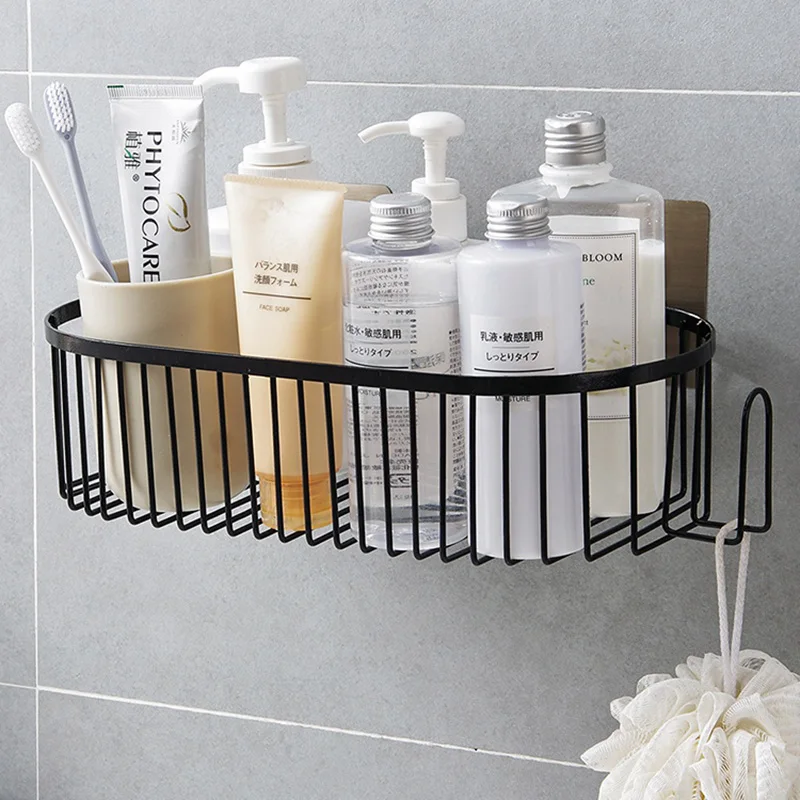

Baffect Iron Oval Wall Hanging Storage Rack Bathroom Stand Shelf Shampoo Toiletries Storage Drain Storage Holders Organizer