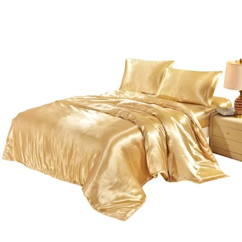 

40Satin King Duvet Cover Twin Queen Single Size Comforter/Quilt/Blanket Case Plain Dyed Comfortable Bedding Covers Home Textile
