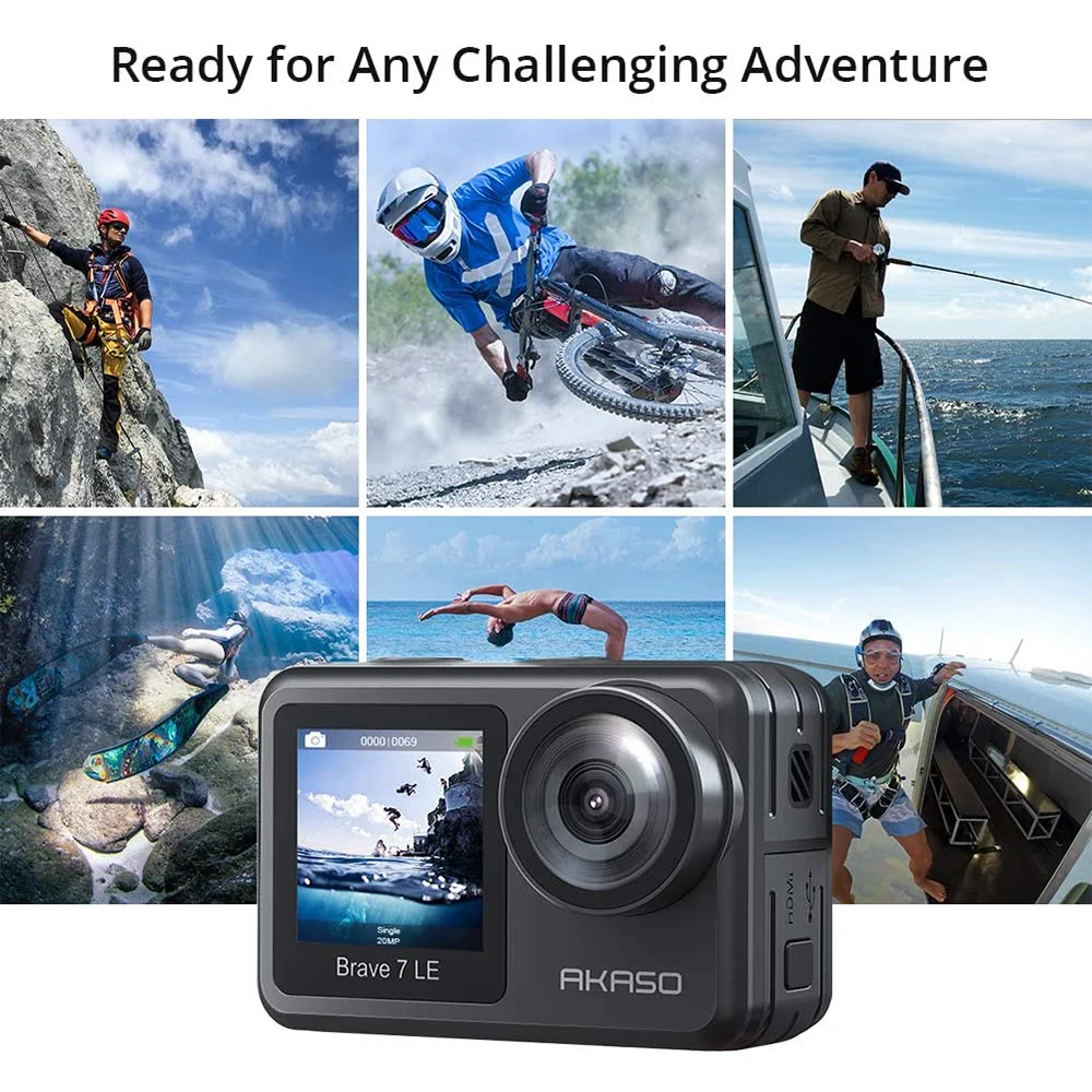 Экшн камера AKASO Brave 7 LE 4K 30 кадров/с 20 МП Wi Fi сенсорный экран|Экшн-камеры| |