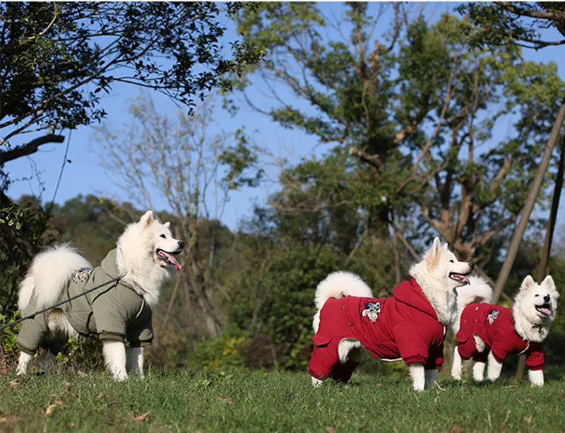 Утолщенная теплая одежда для собак, зимнее пальто для больших собак, одежда для больших собак, комбинезон, золотистый ретривер, лабрадор, пальто для собак хаски