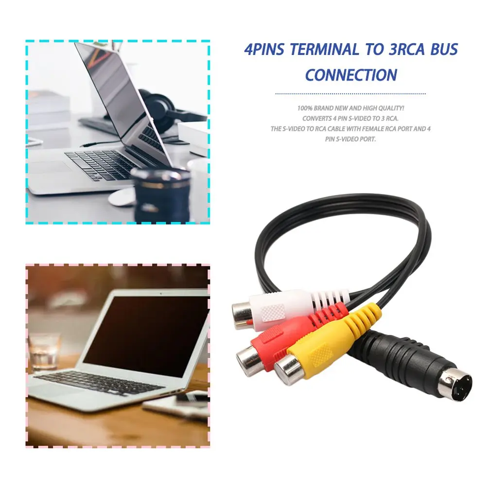 Аудио кабель 4 Pin S Video на 3 RCA Женский ТВ Кабель адаптер для ноутбука с женским