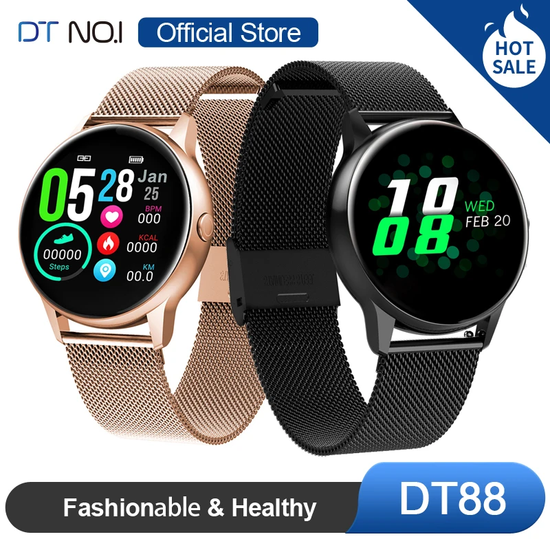  DT NO.1 DT88 Smart Watch Round Touch Screen Smartwatch Heart Rate Intelligent Fitness Tracker Sport - 4000020502583