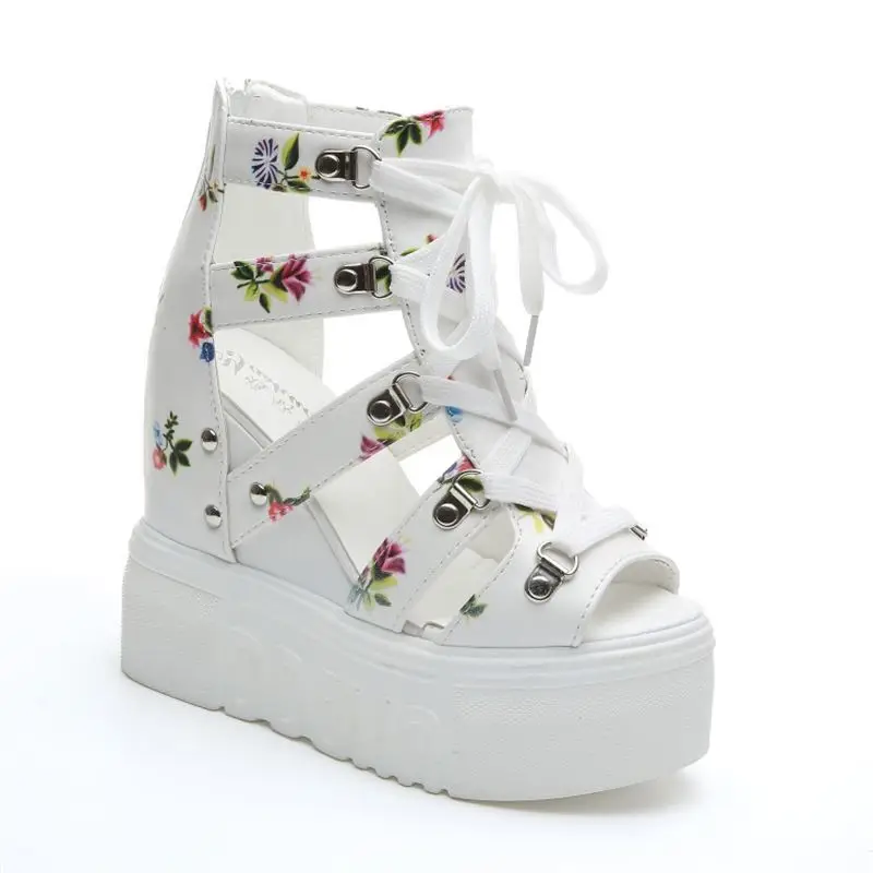 

New High Heel Women Sandals Summer Open Toe Sweet Flower Fashion Platform High Heels Wedge Sandals Female Shoes