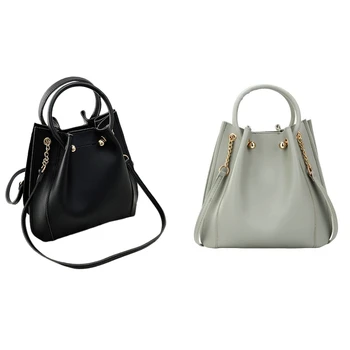

2 Pcs Simple Pu Leather Handbags with Round Handle for Women New Summer Crossbody Bags Female Travel Messenger Shoulder Bag , Bl