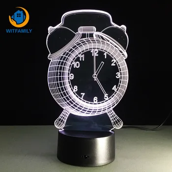 

LED Children Bedroom Seven Colors Night Light Remote Control USB Alarm Clock 3D Touch Desktop Clock Table Lamp Home Furnishings