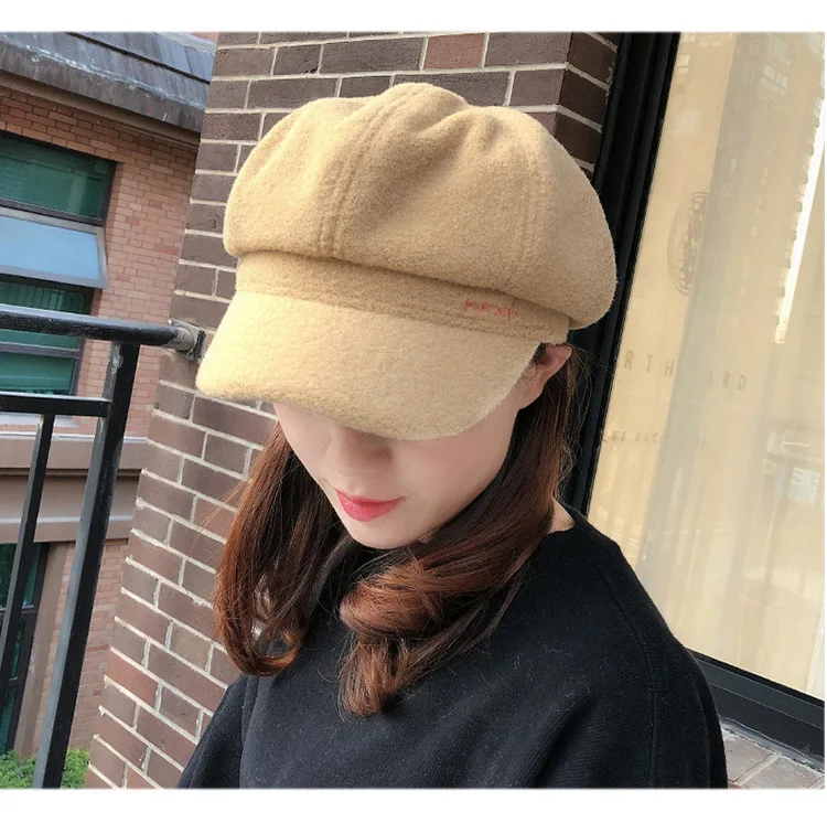 Новинка, Женская восьмиугольная шапка, женский корейский берет, осенний и зимний кашемировый Британский ретро газетчик, живописные шапки-береты, шапочки