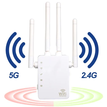 

1200Mbps Wireless WiFi Signal Booster Dual Band 2.4GHz 5.8GHz Wi-fi Amplifier Repeater Range Extender with 4 External Antennas