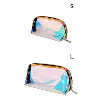 

Holographic Cosmetic Bag Transparent Makeup Case Pouch Toiletry Travel Organizer