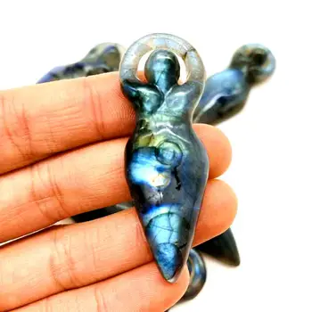 

Natural Goddess Statue Hand Carved Gmestone Labradorite Pointy Crystal Goddess Figures For Gifts