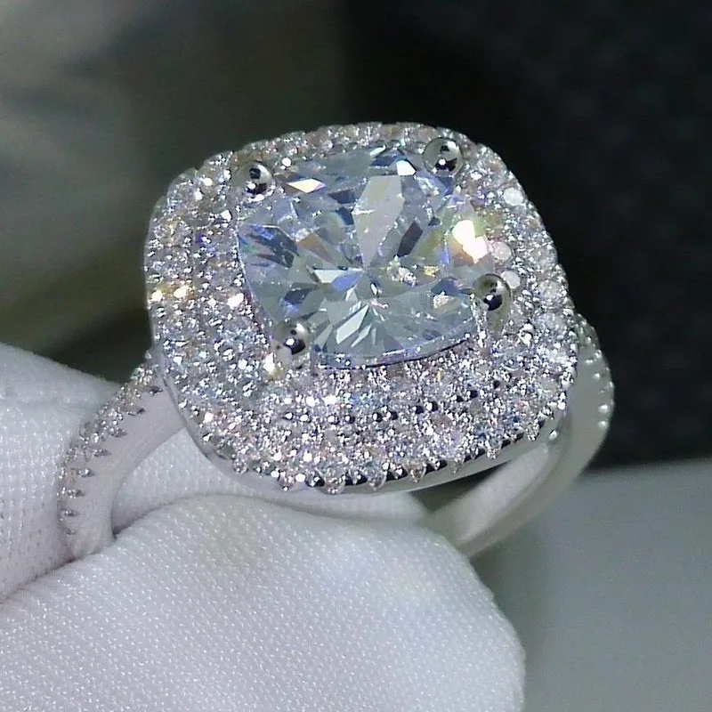 Cellacity, классическое серебряное кольцо 925 пробы с квадратным драгоценным камнем, цирконием, ювелирное изделие, розовый, фиолетовый, зеленый цвет, свадебный подарок для помолвки