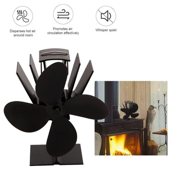 

Stove Fan 4 Blade Wood Heater Eco Fireplace Fire Heat Powered Fuel Saving Ecofan