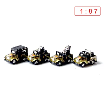 

4Pcs 1:87 HO Scale Camouflage Pull-back Car Vehicle Model Sand Table Scene Ornaments - Random Color