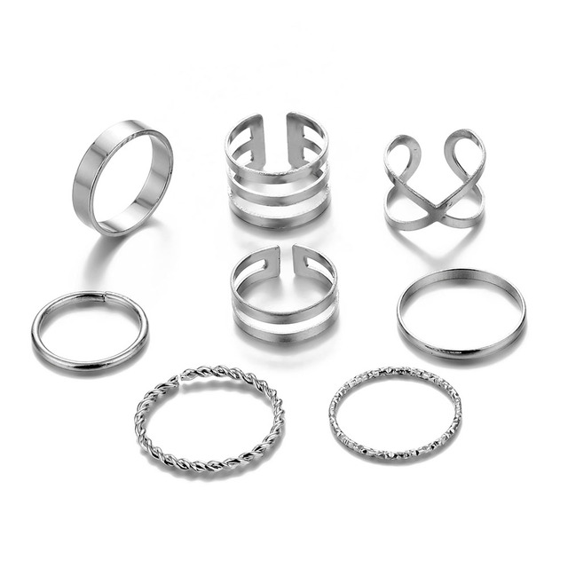 Pcs/Set Simple Design Round Gold Color Rings Set For Women Handmade Geometry Finger Ring Set Female Jewelry Gifts