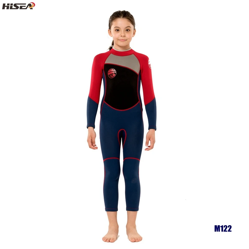 Hisea Kids 2,5 мм теплые неопреновые гидрокостюмы SCR детский плавательный эластичный Дайвинг костюм Мальчики Девочки Рашгард для серфинга пляжная игра - Цвет: M122