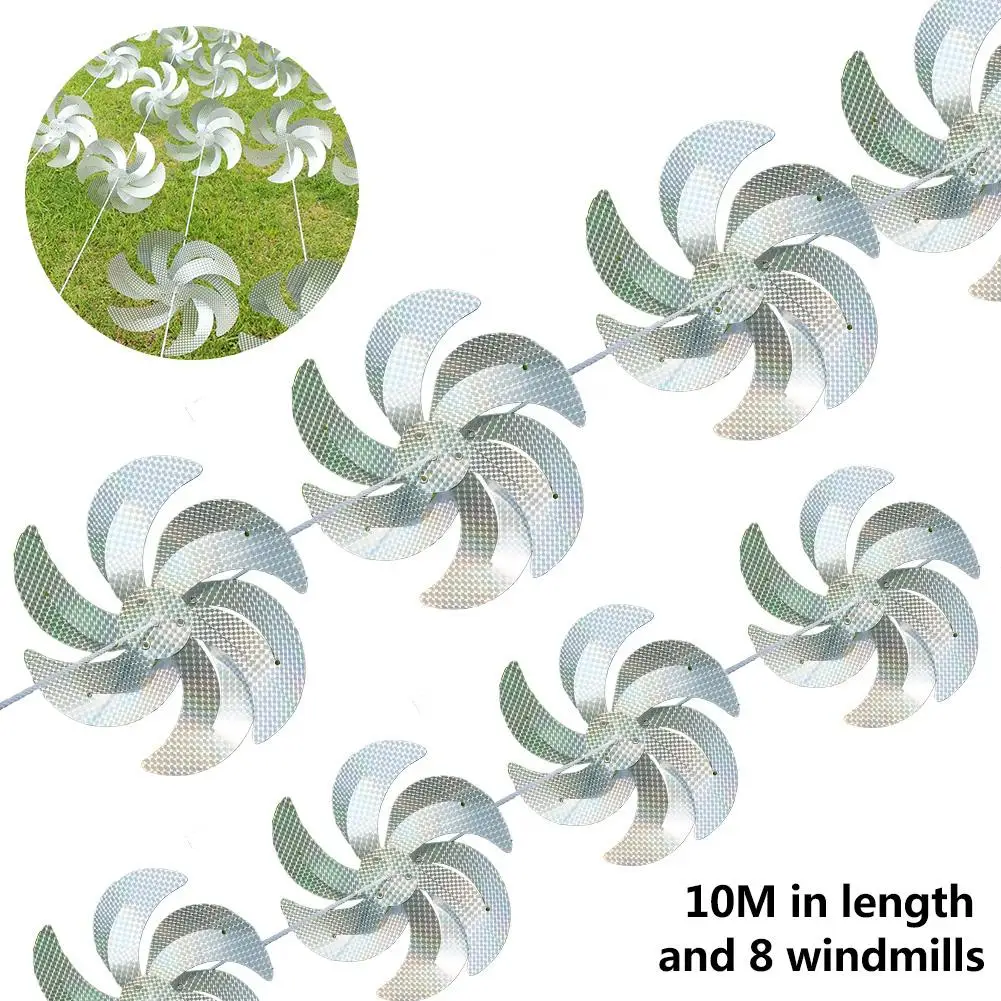 

Anti Bird Laser Windmill Bird Repeller Windmill Silver Pinwheels Reflective Bird Scare Deterrent Driving Windmill String