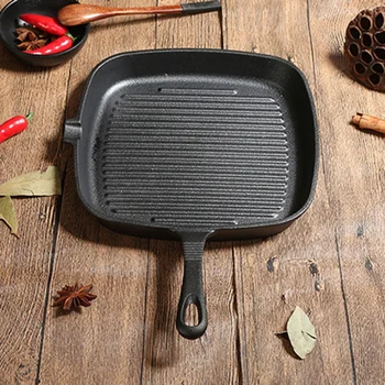 

Cast Iron Steak Frying Pan Food Meals Gas Induction Cooker Cooking Pot Kitchen Cookware