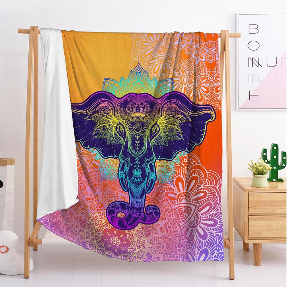 

new popular Bohemian elephant lion export Large and small size throw blanket tapestry sleeping blanket soft flannel blank