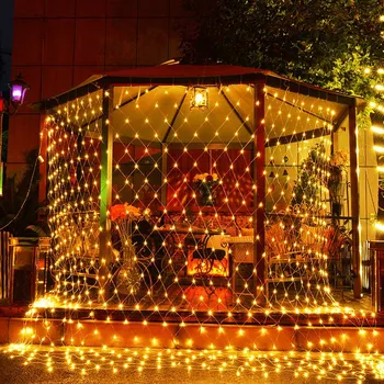 1.5X1.5M 2X2M 3X2M Led Net Mesh Fairy String Lights Gordijn kerst Garland Outdoor Voor Bruiloft Tuin Nieuwjaar Decor