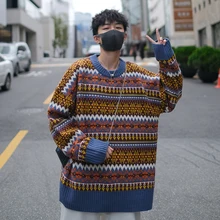 ^^Best Offers Winter Sweater Men's Warm Fashion Print Casual O-neck Knit Pullover Man Streetwear Loose Retro Sweater Male Sweter Clothes M-2XL ^^Best Offers Winter Sweater Men's Warm Fashion Print Casual O-neck Knit Pullover Man Streetwear Loose Retro Sweater Male Sweter Clothes M-2XL