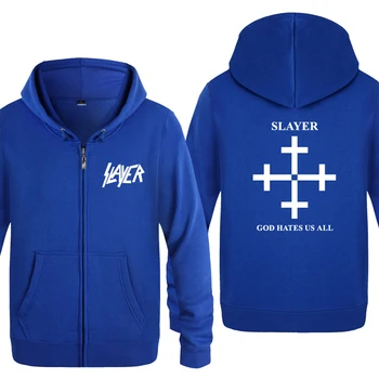 

God Hates Us All - Slayer Rock Band Hoodies Men 2018 Men's Fleece Zipper Cardigans Hooded Sweatshirts