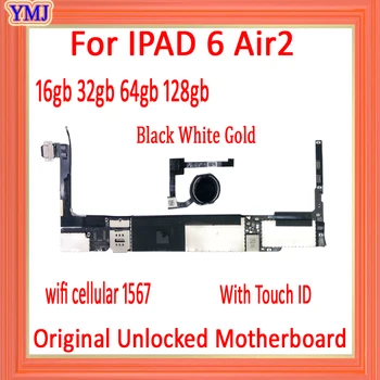 

A1567 Motherboard For ipad 6 Air 2 Wifi+Cellular Logic board original unlock with/no touch id 16gb 32gb 64gb with iOS 100% Test