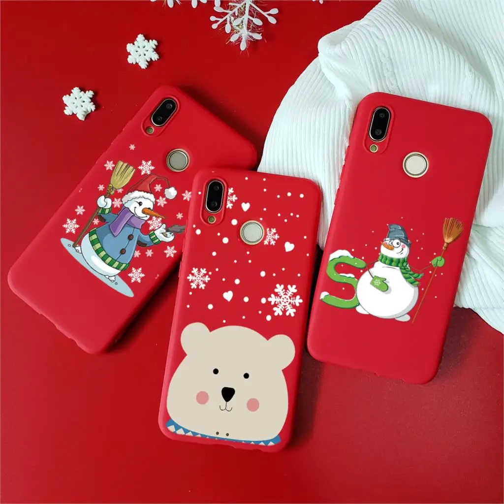 Чехол с рождественским рисунком снеговика медведя в подарок для huawei P20 Lite P30 P20 Pro P10 P9 P8 Lite P Smart