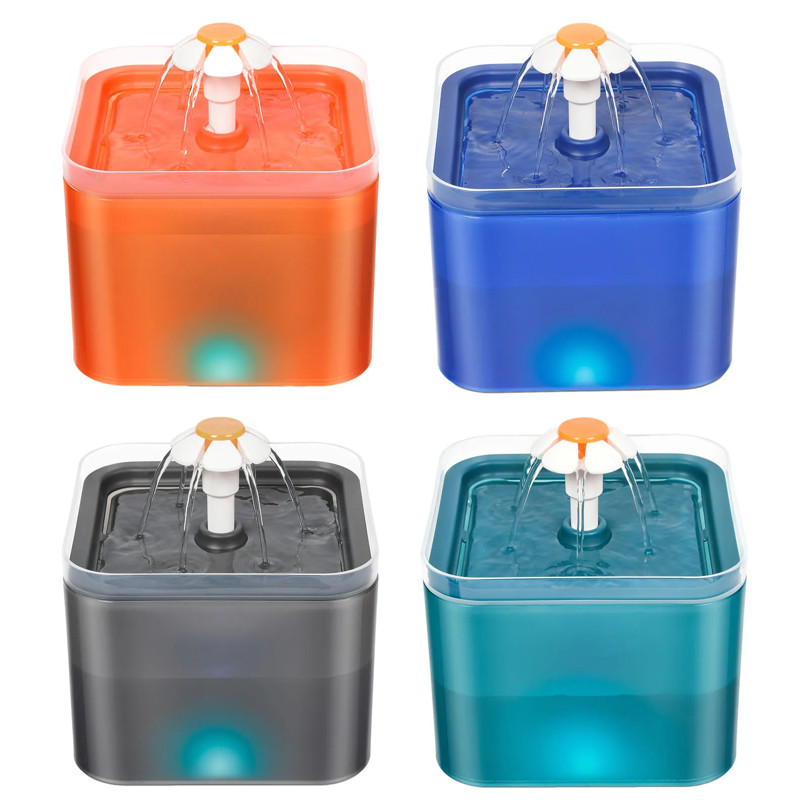 2L Cat Water Fountain Drinking Bowl Feeder Electric LED Light Display Fountains Automatic Water Dispenser Super Quiet Drinker