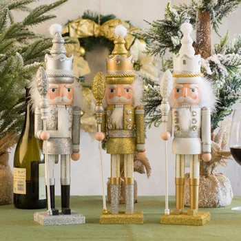 

Exquisite Soldier Nutcracker Walnut Statue Christmas Ornament Collectibles Nordic Resin Handicraft Statue Figurines Gift LA252