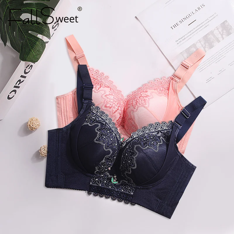 FallSweet Push Up Women Bra with Padded Full Coverage Plus Size Brassiere  Sexy Lace Lingeire 210623